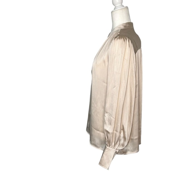 Banana Republic Crinkle Volume-Sleeve Blouse in Oyster Pearl Color Size … - Picture 3 of 12